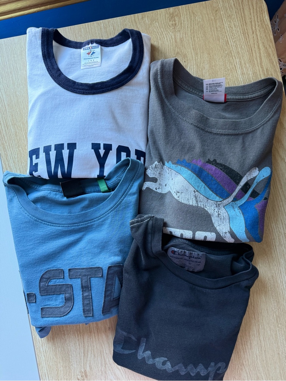 Men’s T-Shirt Bundle Size XL XXL G-Star Champion Puma Jerzees Ringer 4Pack Lot
